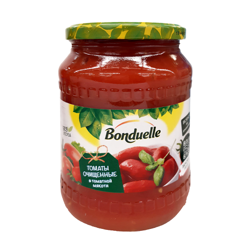 Консервы. Овощи маринованные и консервированнные. Томаты в томатной мякоти. Стерилизованнные, ТМ "Bonduelle"