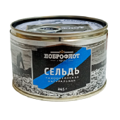 Рыбные консервы стерилизованные "Сельдь тихоокеанская натуральная". Куски. ТМ "Доброфлот"