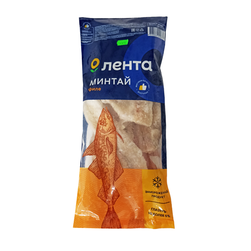 Минтай мороженый филе без кожи ТМ "Лента"