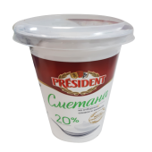 Сметана "President" с м.д.ж. 30%,  упаковка- пластиковый стаканчик