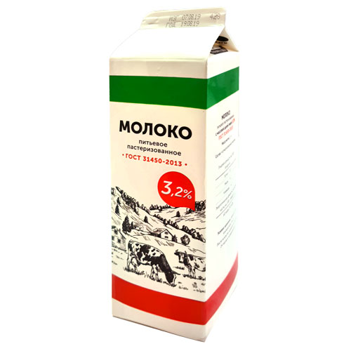 Молоко питьевое пастеризованное с м.д.ж. 3,2%, ТМ"БМК"