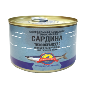 Рыбные консервы стерилизованные "Сардина тихоокеанская (иваси) натуральная" ТМ "Курильский берег"