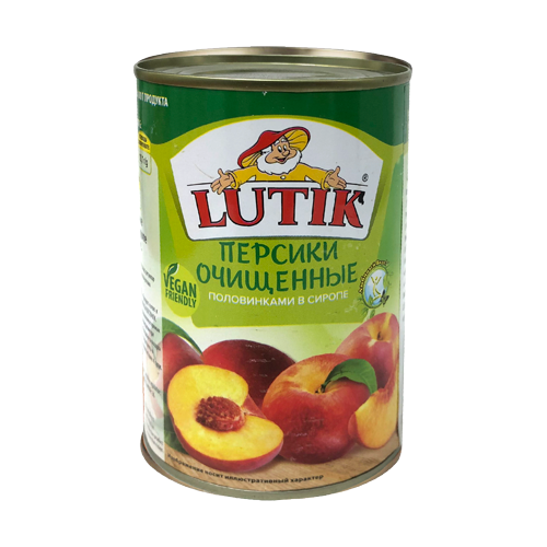Персики очищенные половинками в сиропе консервированные, ТМ "Lutik"