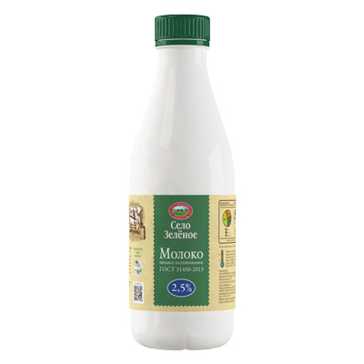 Молоко питьевое пастеризованное с м.д.ж 2,5% ТМ" Село Зеленое"