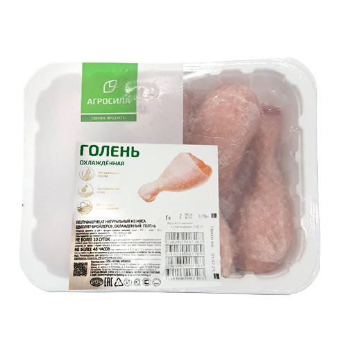 Полуфабрикат натуральный из мяса цыплят-бройлеров охлажденный голень, ТМ "Агросила"