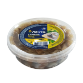 Пресервы "Сельдь тихоокеанская филе-кусочки слабосоленая в масле "Матье", ТМ "Лента"