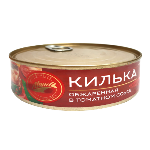 Консервы рыбные стерилизованные "Килька черноморская (шпрот) неразделанная обжаренная в томатном соусе"