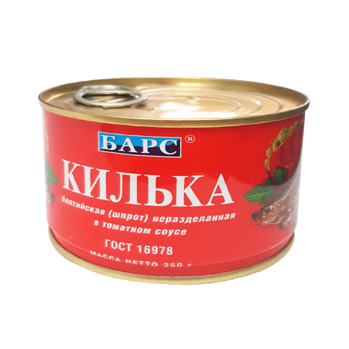 Килька балтийская(шпрот) неразделанная в томатном соусе ТМ "БАРС"