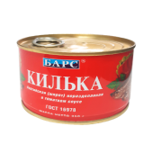 Килька балтийская(шпрот) неразделанная в томатном соусе ТМ "БАРС"