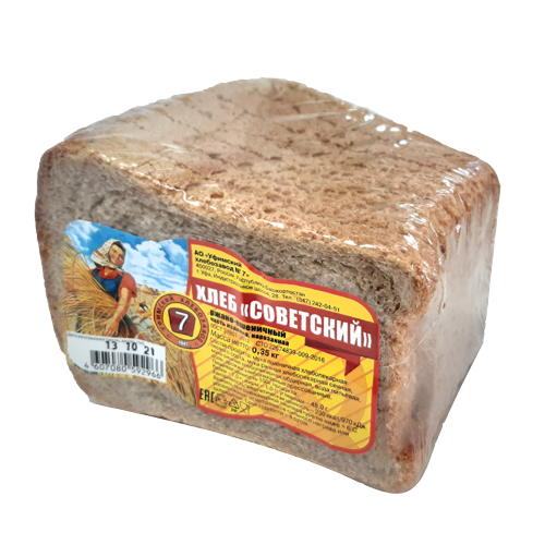 Хлеб "Советский" ржано-пшеничный, формовой, часть изделия нарезанная, ТМ "Хлебозавод 7"