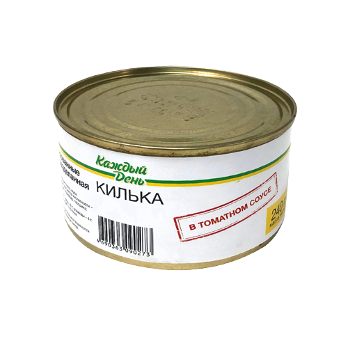 Рыбные консервы стерилизованные "Килька черноморская неразделанная в томатном соусе", ТМ "Каждый день"