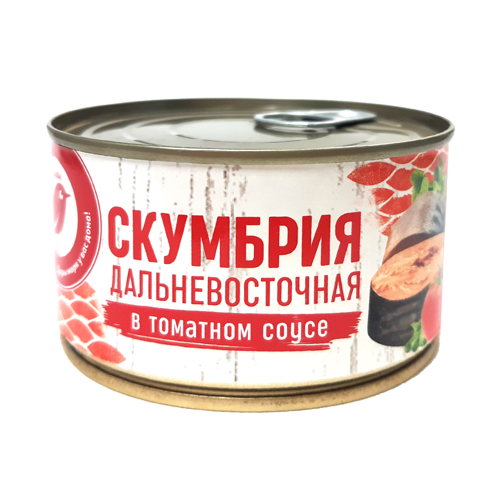 Рыбные консервы стерилизованные "Скумбрия дальневосточная (куски) в томатном соусе" ТМ "Ашан"