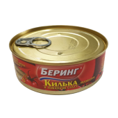 Рыбные консервы стерилизованные "Килька Черноморская (шпрот) неразделанная в томатном соусе" ТМ "Беринг"