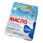 Масло сливочное "Крестьянское" ТМ "Молочный фермер" с м.д.ж. 72,5%, высший сорт