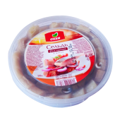 Пресервы. Сельдь атлантическая филе-кусочки слабосоленая в масле "Матье" ТМ "О'кей"