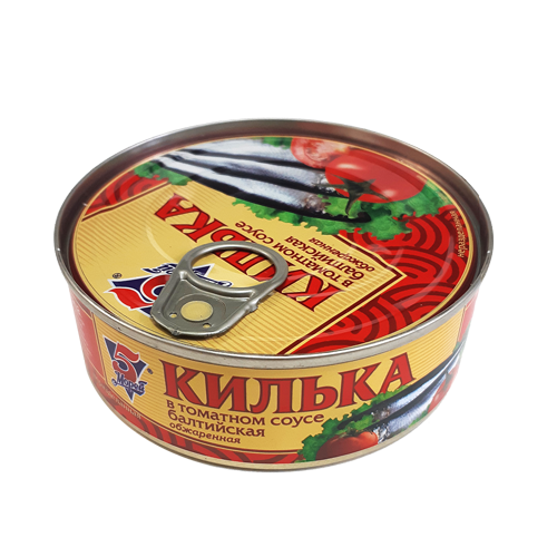Рыбные консервы стерилизованные "Килька балтийская (шпрот) неразделенная обжаренная в томатном соусе" ТМ "5 Морей"