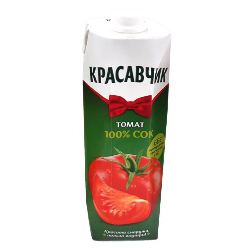 Сок томатный восстановленный с мякотью, солью и сахаром, ТМ " Красавчик"