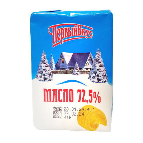 Масло сливочное "Крестьянское" с м.д.ж. 72,5%, высший сорт ТМ "Первый Вкус"