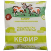 Кефир с массовой долей жира 1,0%, ТМ "Честное коровье", 500 г., (полипак).