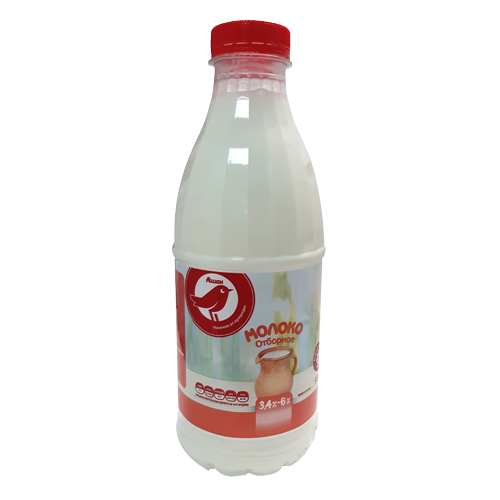 Молоко цельное отборное питьевое с м.д.ж. 3,4-6% , ТМ " Ашан"