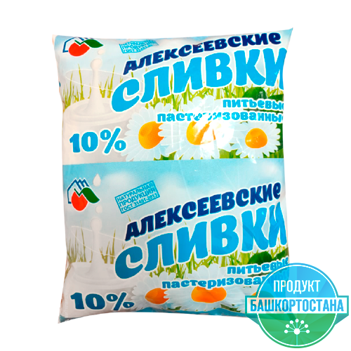 Сливки питьевые пастеризованные с м.д.ж. 10 %, ТМ "Алексеевские"