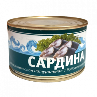 Рыбные консервы стерилизованные "Сардина атлантическая натуральная с добавлением масла (куски)" - 4 607 019 902 668