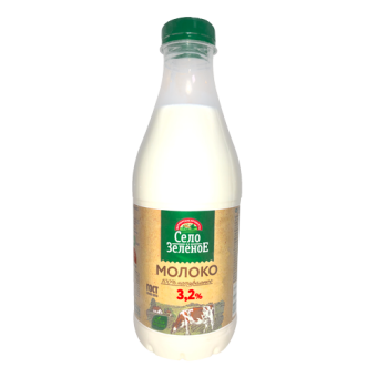 Молоко питьевое пастеризованное с м.д.ж. 3,2%, ТМ" Село Зеленое" - 4 600 653 108 816
