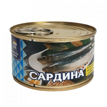 Консервы рыбные натуральные стерилизованные "Сардина атлантическая натуральная с добавлением масла" ТМ "Рецепты моря" - 4627100371265