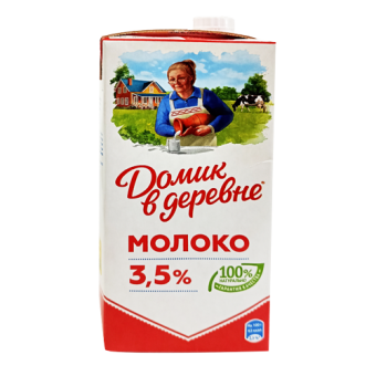 Молоко питьевое ультрапастеризованное с м.д.ж. 3,5 % ТМ "Домик в деревне" - 4 690 228 004 032