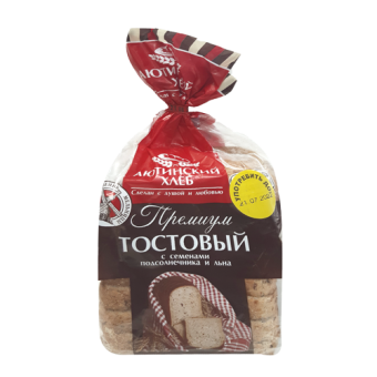 Хлеб тостовый пшенично-ржаной "Премиум" с семенами подсолничника и льна, нарезанный - 4 607 152 381 818