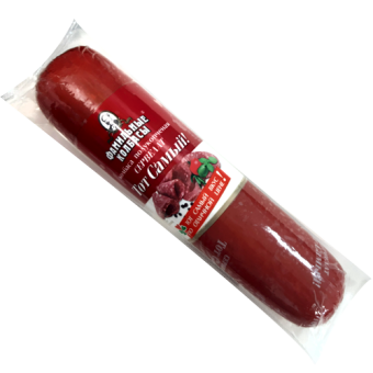 Колбаса полукопченая из мяса птицы сервелат "ТОТ САМЫЙ", ТМ "Фамильные Колбасы" - 4 607 033 365 234