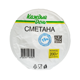 Сметана с м.д.ж. 15% ТМ "Каждый день" - 4 690 363 167 234