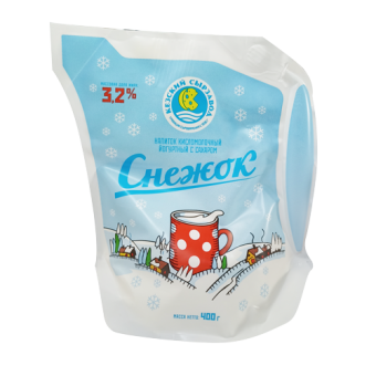 Напиток кисломолочный йогуртный с сахаром "Снежок", м.д.ж. 3,2 % - 4 607 048 551 721