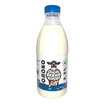 Молоко питьевое пастеризованное с м.д.ж.2,5%, ТМ "Очень важная корова" - 4 604 087 001 439