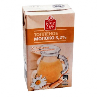 Молоко ультрапастеризованное  топленое с  м.д.ж  3,2 %,Тetra Pak (Tetra Brik Aseptic), 1000 г. - 