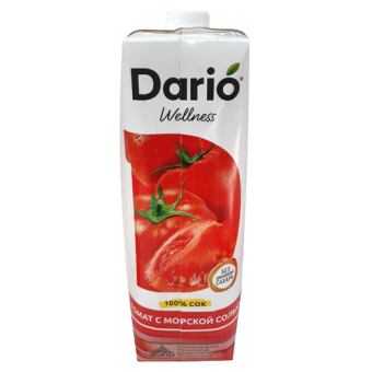 Сок томатный восстановленный с морской солью с мякотью, ТМ "Dario wellness" - 4 607 026 019 922