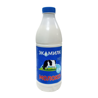 Молоко питьевое пастеризованное с м.д.ж. 2,5% ТМ "Экомилк" - 4 606 419 018 597
