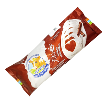 Мороженое двухслойное пломбир ванильный и шоколадный ТМ "Коровка из Кореновки", в полимерной упаковке - 4 602 358 003 892