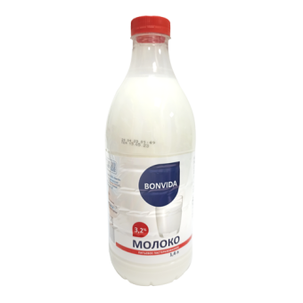 Молоко питьевое пастеризованное с м.д.ж. 3,2%  ТМ "Bonvida" - 4 606 068 573 737