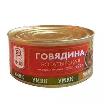 Мясные консервы стерилизованные кусковые "Говядина "Богатырская", жестяная банка - 4607061351148