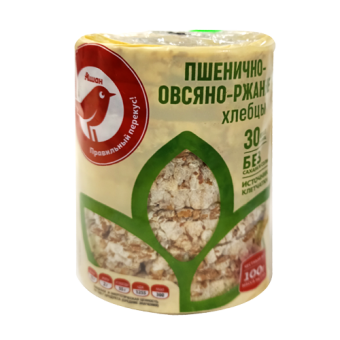 Хлебцы хрустящие бездрожжевые пшенично-овсяно-ржаные ТМ "Ашан" - 4 690 363 164 929
