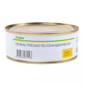 Консервы рыбные стерилизованные "Печень трески по - скандинавски с добавлением молок лососевых рыб" - 4690363061143
