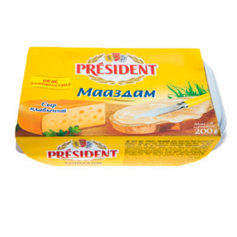 Сыр плавленый "Мааздам", м.д.ж. в сухом веществе 45%, ТМ "President" - 