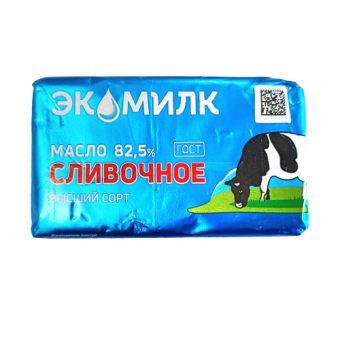 Масло сладко-сливочное "Традиционное" несоленое высший сорт, м.д.ж. 82,5 %, ТМ "Экомилк" - 4 606 419 022 471