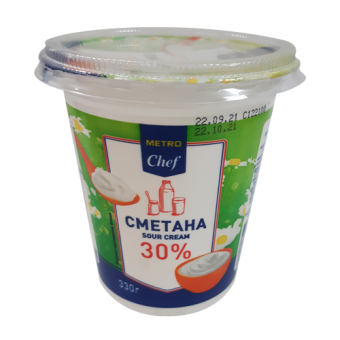 Сметана  с м. д. ж.  30% ТМ " Metro chef", упаковка - полимерный стаканчик - 4 606 419 015 169