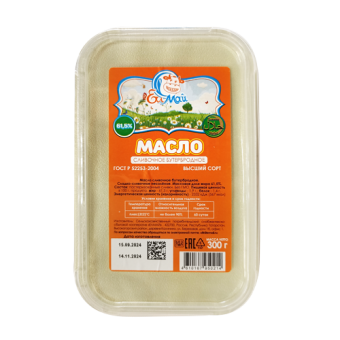 Масло сливочное "Бутербродное". Сладко-сливочное несоленое, м.д.ж, 61,5%, высший сорт - 4 610 167 950 214