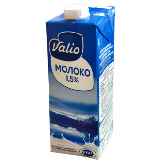 Молоко Valio питьевое ультравысокотемпературнообработанное (UHT) с м.д.ж. 1,5% ТМ "Valio - 4601075346046