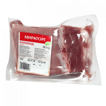 Полуфабрикат мясной из свинины крупнокусковой бескостный категории А, охлажденный. Карбонад Свиной. ТМ "МИРАТОРГ" - 
