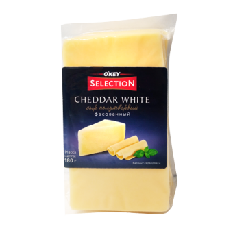 Сыр полутвердый "Чеддер белый", ТМ "О'КЕЙ" , м.д.ж. в сухом веществе 45% - 4 660 162 591 189