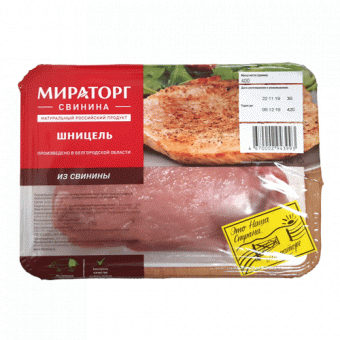 Полуфабрикат мясной из свинины мелкокусковой бескостный категории А, охлажденный. Шницель. ТМ "МИРАТОРГ" - 4670002943993